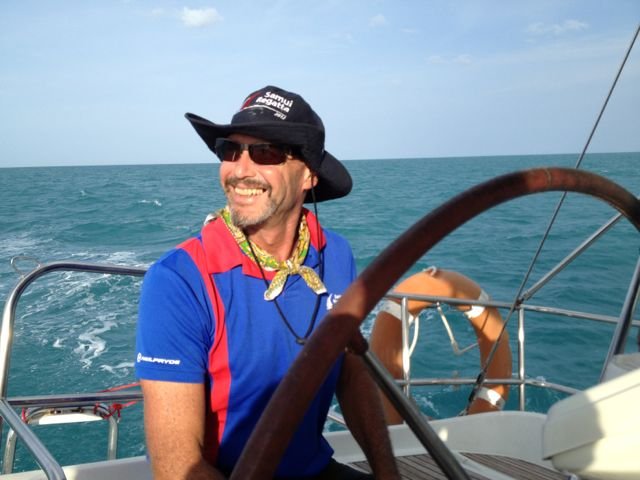 Captain Tim at the Wheel